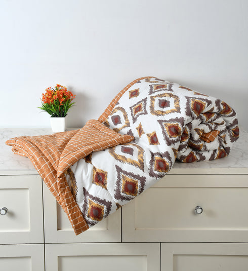Heaven AC Double Bed Comforter for All Session (White & Brown)
